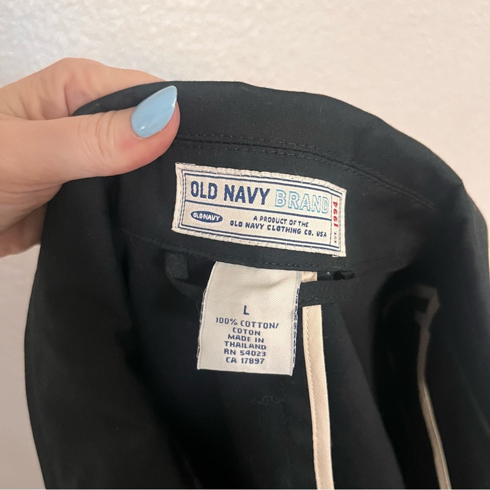 Old Navy 100% cotton with buttons & pockets Black  trench coat Jacket size large - Picture 5 of 5